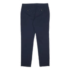 M&S Mens Cotton Navy Slim Straight Trousers W36 L33 Smart Casual Zip Fastening