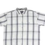 DICKIES Mens White & Grey Check Shirt Short Sleeve L Casual Cotton Blend