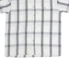 DICKIES Mens White & Grey Check Shirt Short Sleeve L Casual Cotton Blend