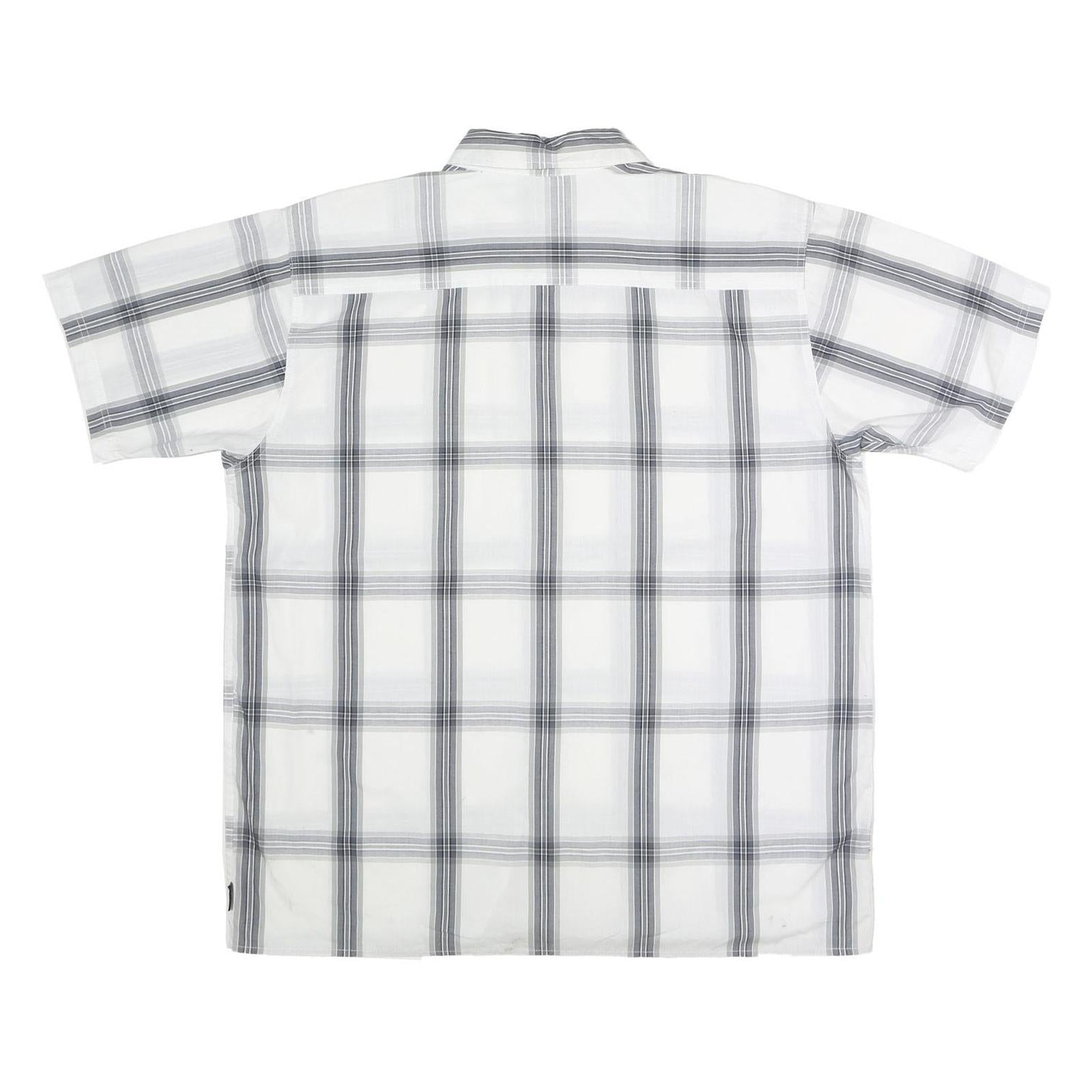 DICKIES Mens White & Grey Check Shirt Short Sleeve L Casual Cotton Blend