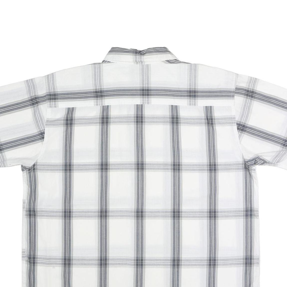 DICKIES Mens White & Grey Check Shirt Short Sleeve L Casual Cotton Blend