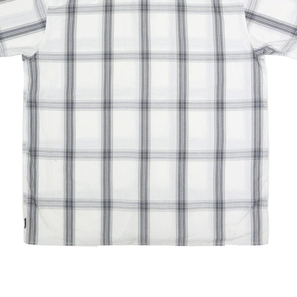 DICKIES Mens White & Grey Check Shirt Short Sleeve L Casual Cotton Blend