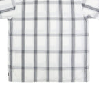 DICKIES Mens White & Grey Check Shirt Short Sleeve L Casual Cotton Blend
