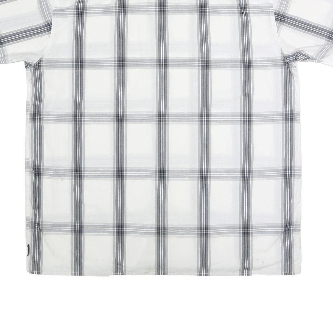 DICKIES Mens White & Grey Check Shirt Short Sleeve L Casual Cotton Blend