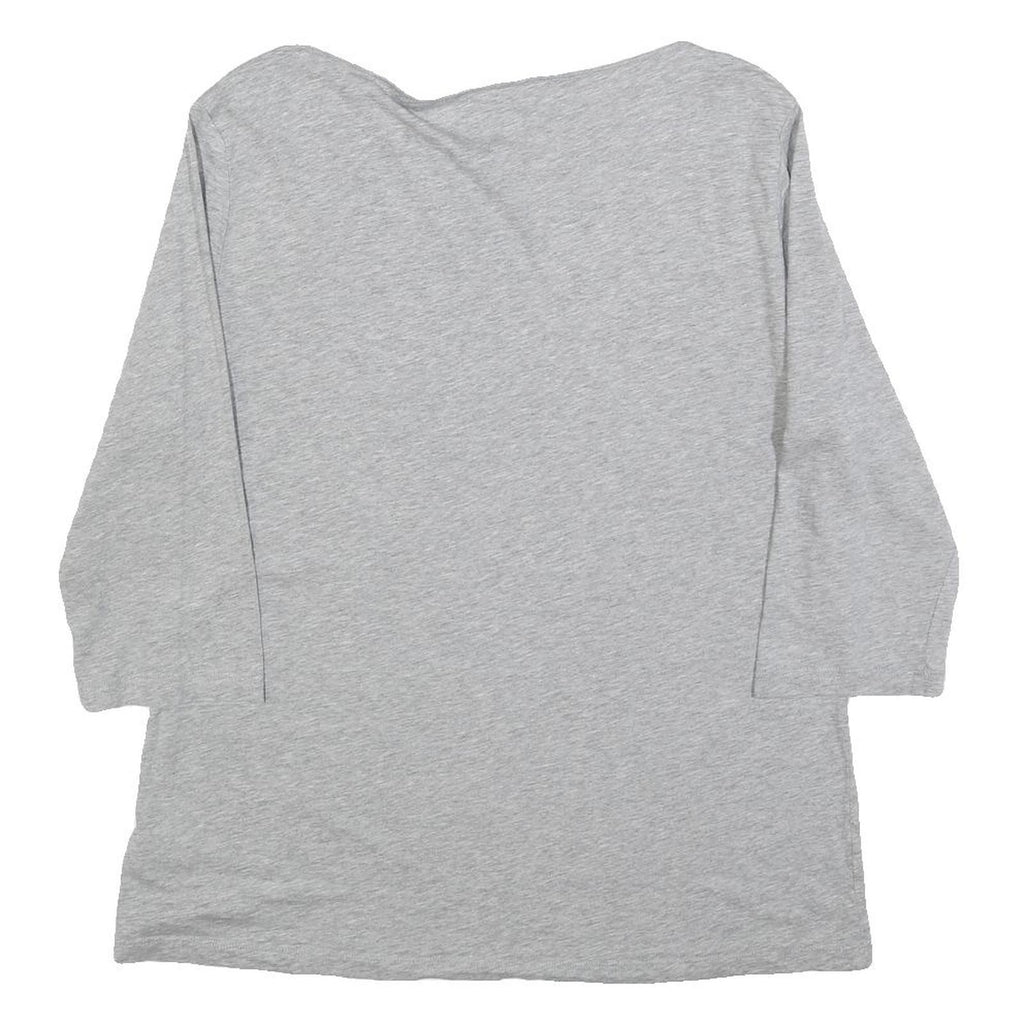 TOMMY HILFIGER Womens Grey 2XL Long Sleeve Boat Neck Plain T-Shirt Cotton