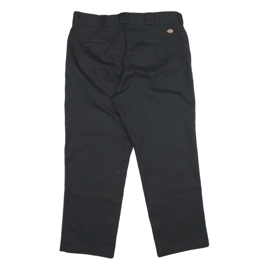 DICKIES Mens Regular Black Cotton Blend Trousers W38 L29 Workwear Zip Closure