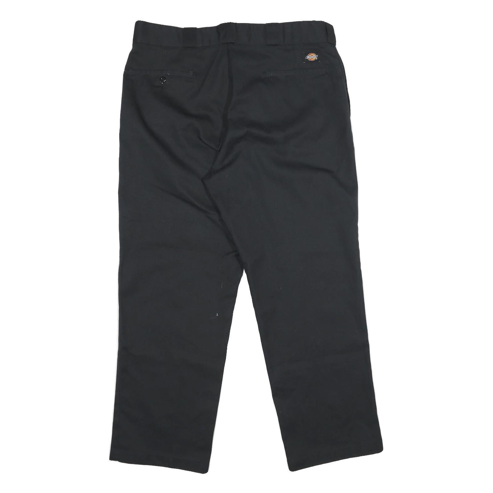 DICKIES Mens Regular Black Cotton Blend Trousers W38 L29 Workwear Zip Closure