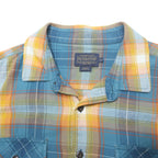 PENDLETON Mens Blue & Orange Plaid Cotton Shirt XL Classic Fit Casual