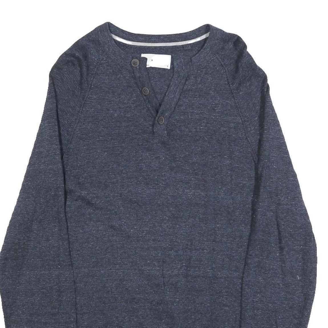 C&A Mens Blue Plain Cotton Pullover Crew Neck Jumper S Comfortable Casual