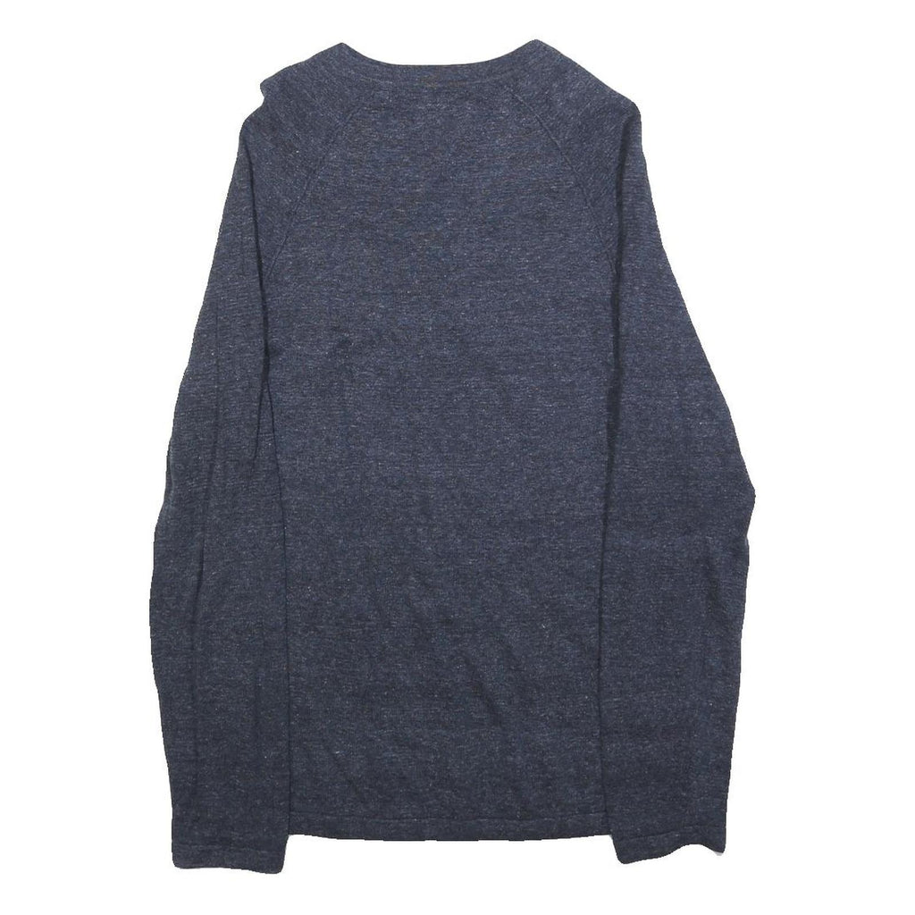 C&A Mens Blue Plain Cotton Pullover Crew Neck Jumper S Comfortable Casual