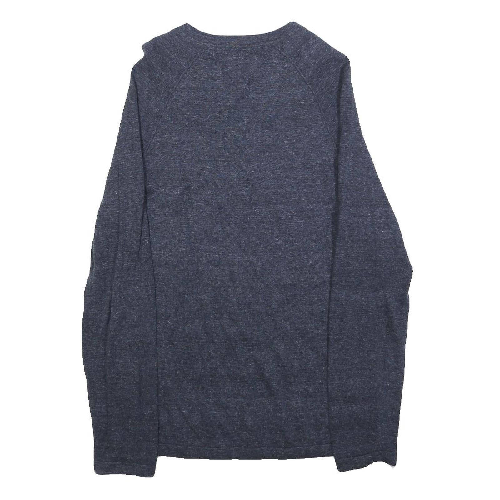 C&A Mens Blue Plain Cotton Pullover Crew Neck Jumper S Comfortable Casual