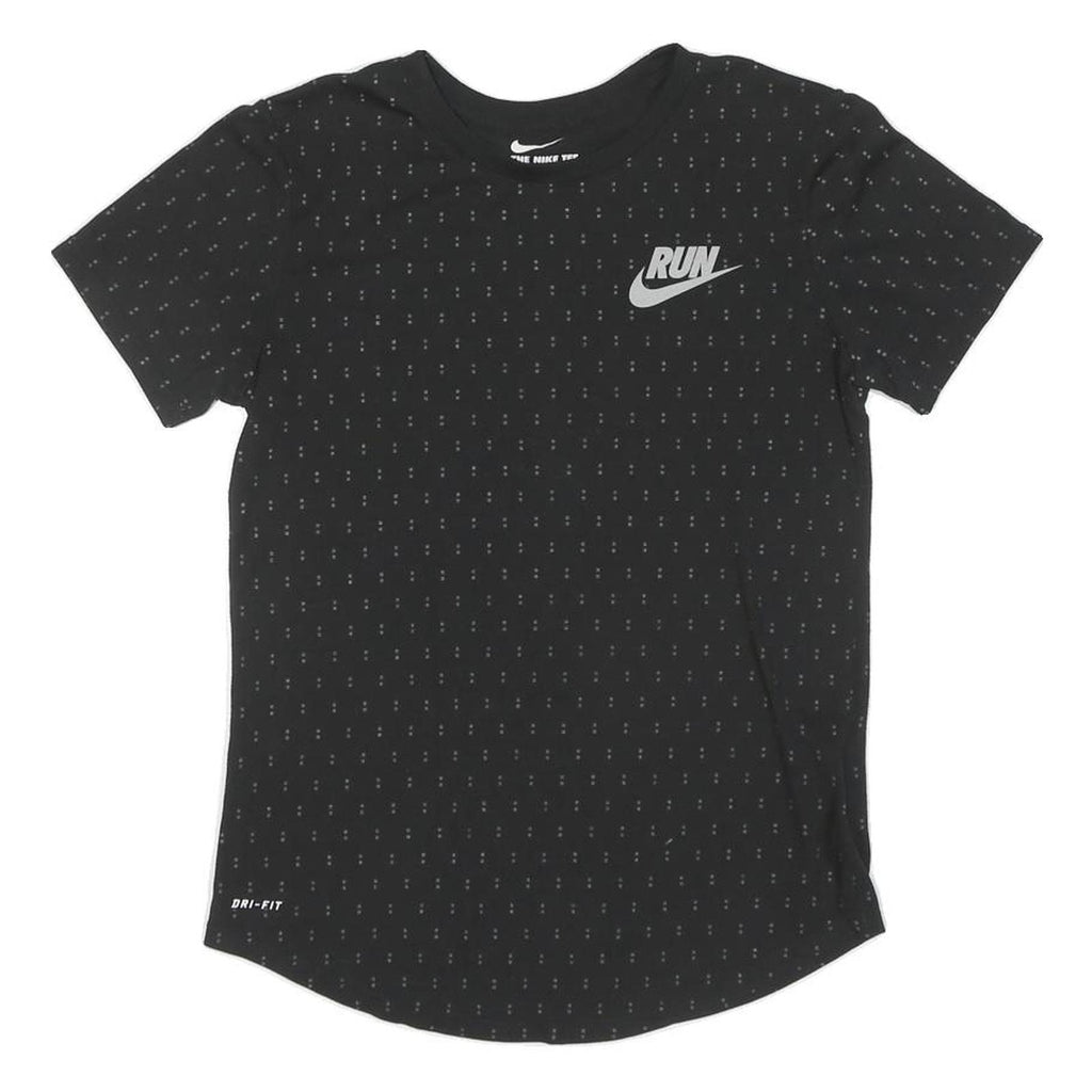 NIKE Womens Black Graphic T-Shirt S Short Sleeve Crew Neck Run Logo