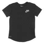NIKE Womens Black Graphic T-Shirt S Short Sleeve Crew Neck Run Logo