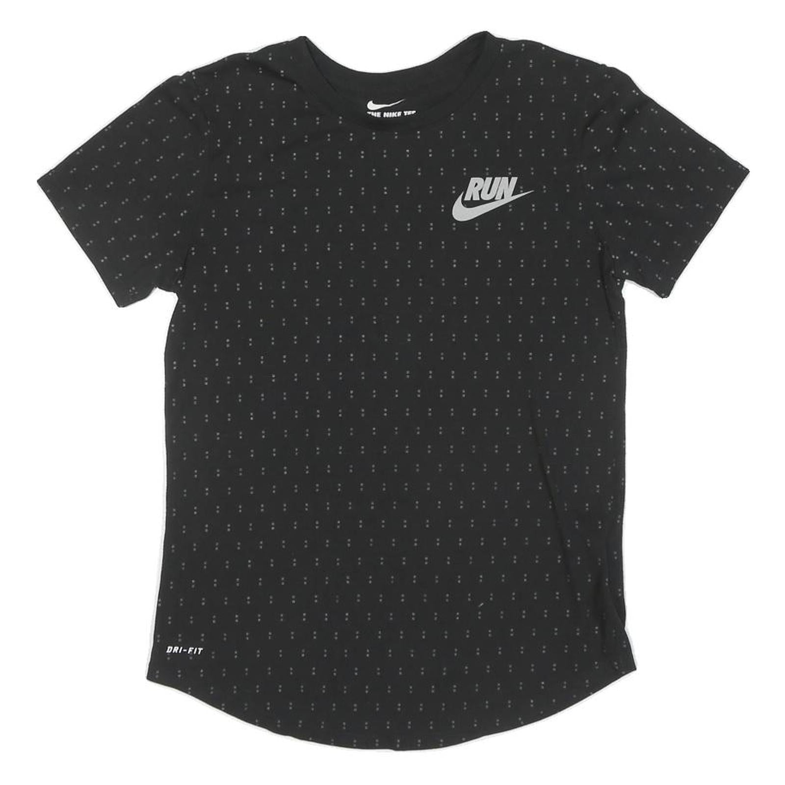 NIKE Womens Black Graphic T-Shirt S Short Sleeve Crew Neck Run Logo