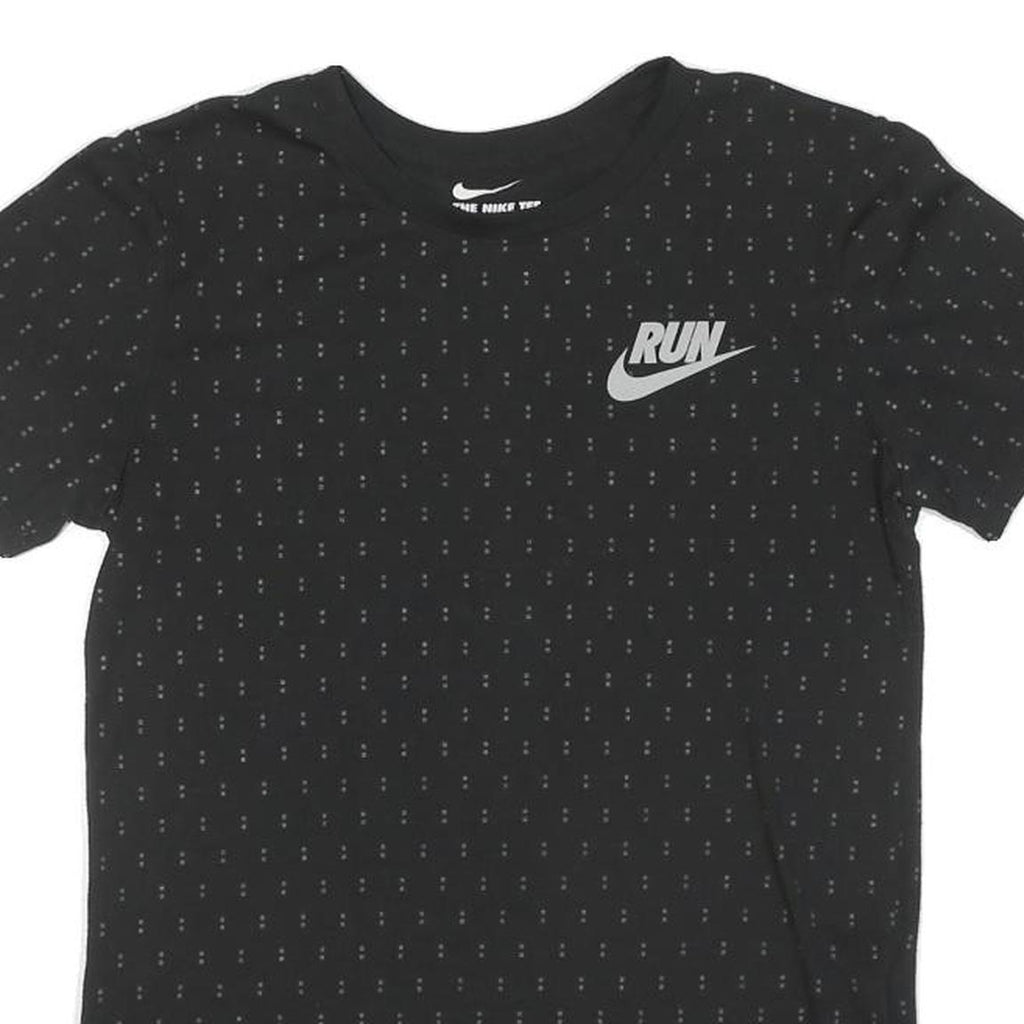 NIKE Womens Black Graphic T-Shirt S Short Sleeve Crew Neck Run Logo