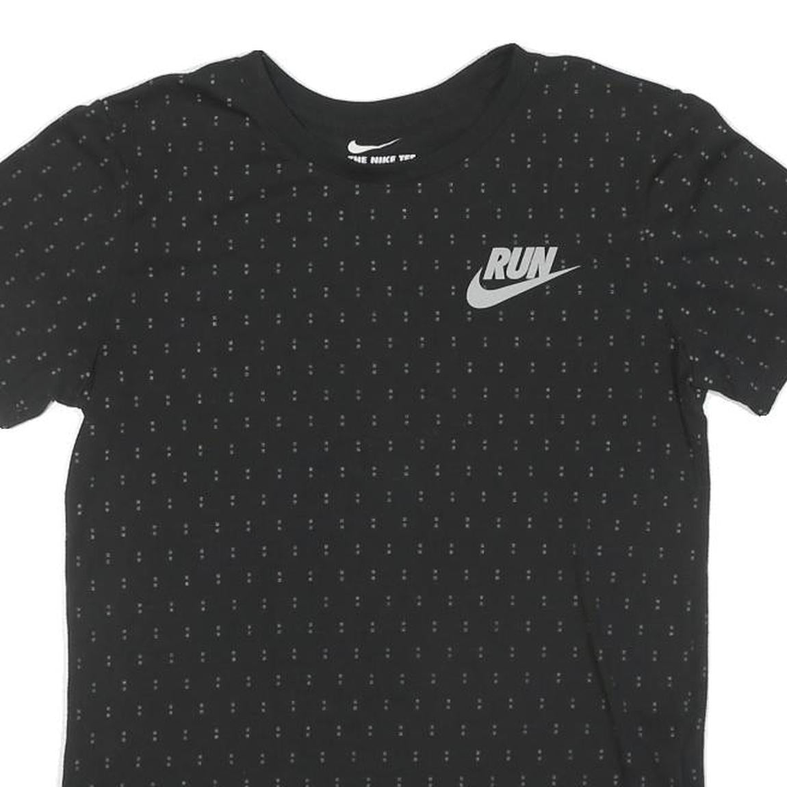 NIKE Womens Black Graphic T-Shirt S Short Sleeve Crew Neck Run Logo