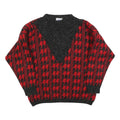IMPRONTE Womens Red & Black Patterned Jumper Round Neck Chunky Knit L Stylish