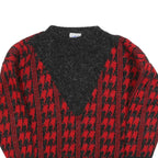 IMPRONTE Womens Red & Black Patterned Jumper Round Neck Chunky Knit L Stylish