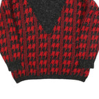 IMPRONTE Womens Red & Black Patterned Jumper Round Neck Chunky Knit L Stylish