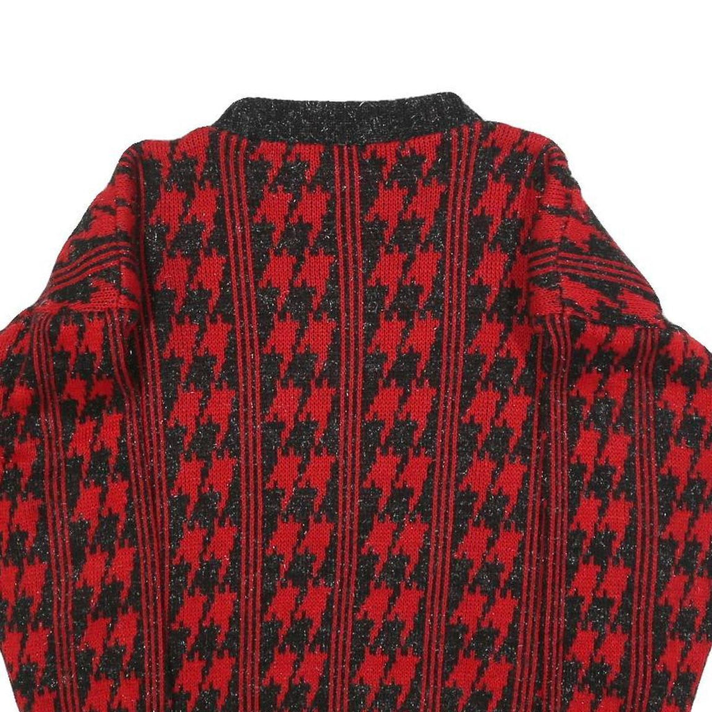 IMPRONTE Womens Red & Black Patterned Jumper Round Neck Chunky Knit L Stylish