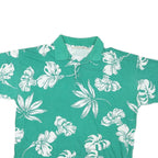 GREAT LAKES Womens Green & White Floral Short Sleeve Polo Shirt XL Cotton Blend