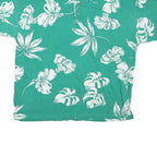 GREAT LAKES Womens Green & White Floral Short Sleeve Polo Shirt XL Cotton Blend