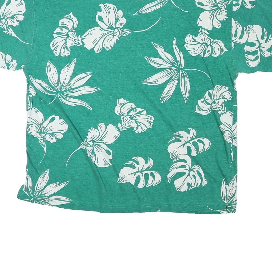GREAT LAKES Womens Green & White Floral Short Sleeve Polo Shirt XL Cotton Blend