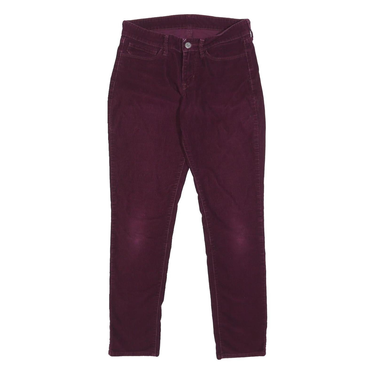 LEVI'S Womens Red Slim Skinny Corduroy Trousers W28 L28 Zip Closure Stylish