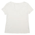 MARKS & SPENCER Womens White Cotton Plain V-Neck Short Sleeve Top UK 16