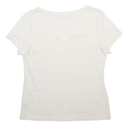 MARKS & SPENCER Womens White Cotton Plain V-Neck Short Sleeve Top UK 16