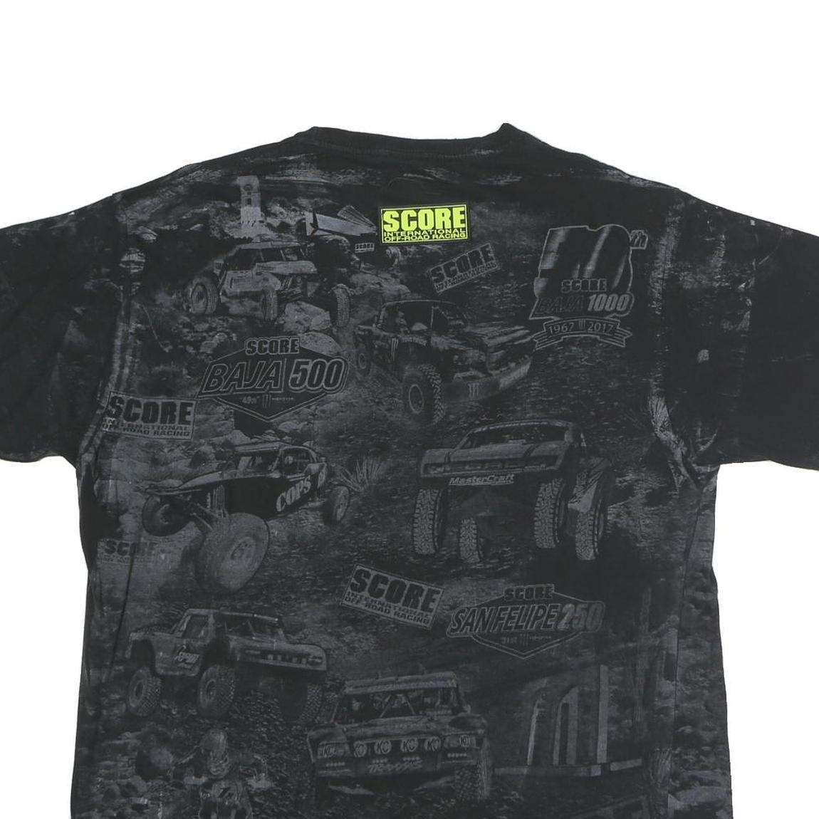 SCORE Mens Black 50th Baja 1000 Graphic T-Shirt L Short Sleeve Crew Neck