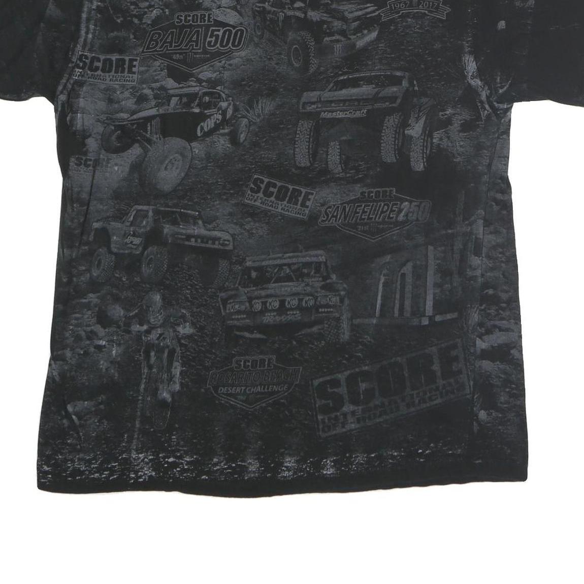 SCORE Mens Black 50th Baja 1000 Graphic T-Shirt L Short Sleeve Crew Neck