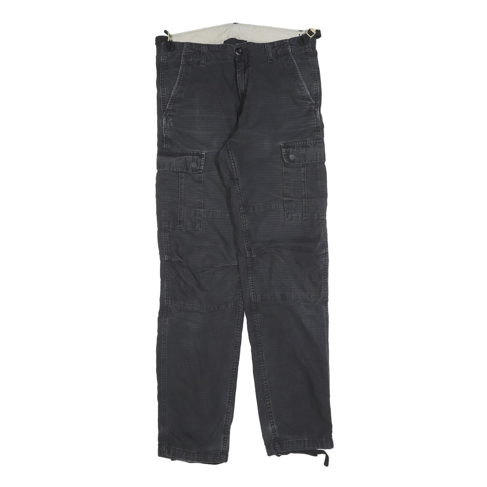 CARHARTT Mens Cotton Blend Black Regular Cargo Trousers W29 L32 Workwear Zip