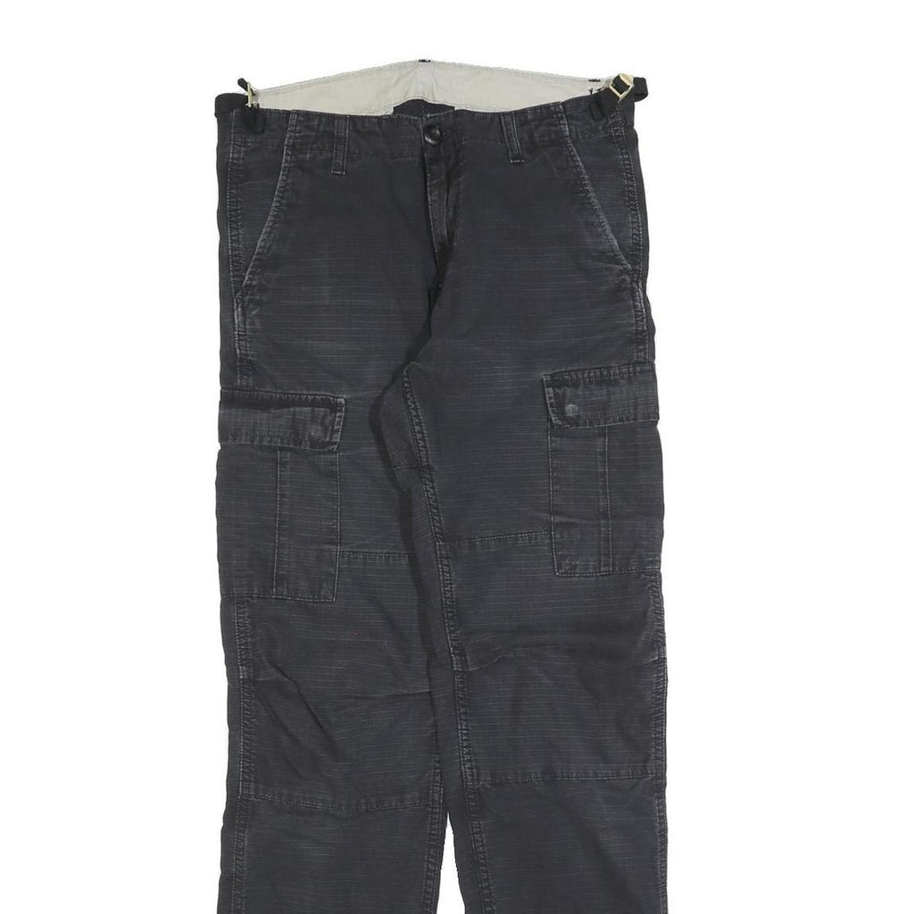CARHARTT Mens Cotton Blend Black Regular Cargo Trousers W29 L32 Workwear Zip
