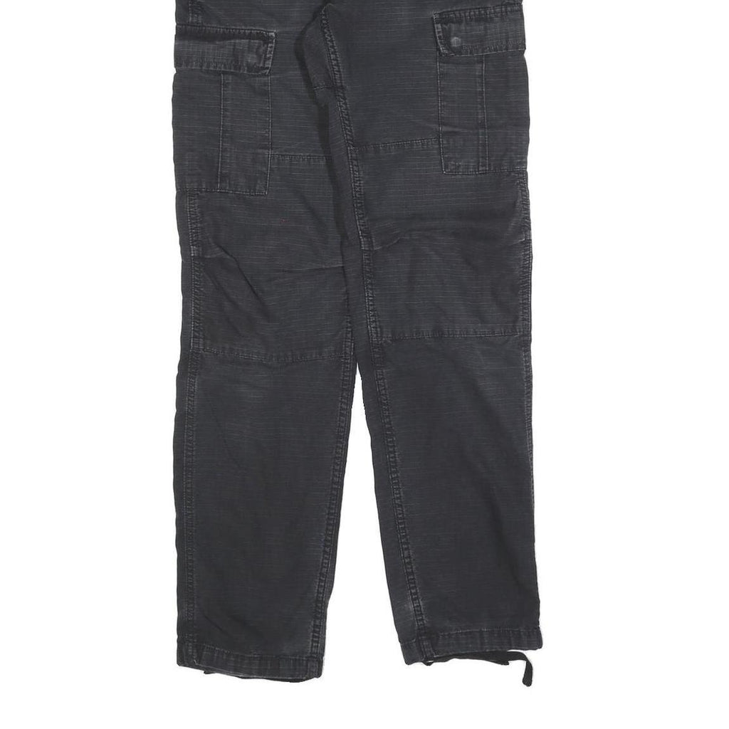 CARHARTT Mens Cotton Blend Black Regular Cargo Trousers W29 L32 Workwear Zip