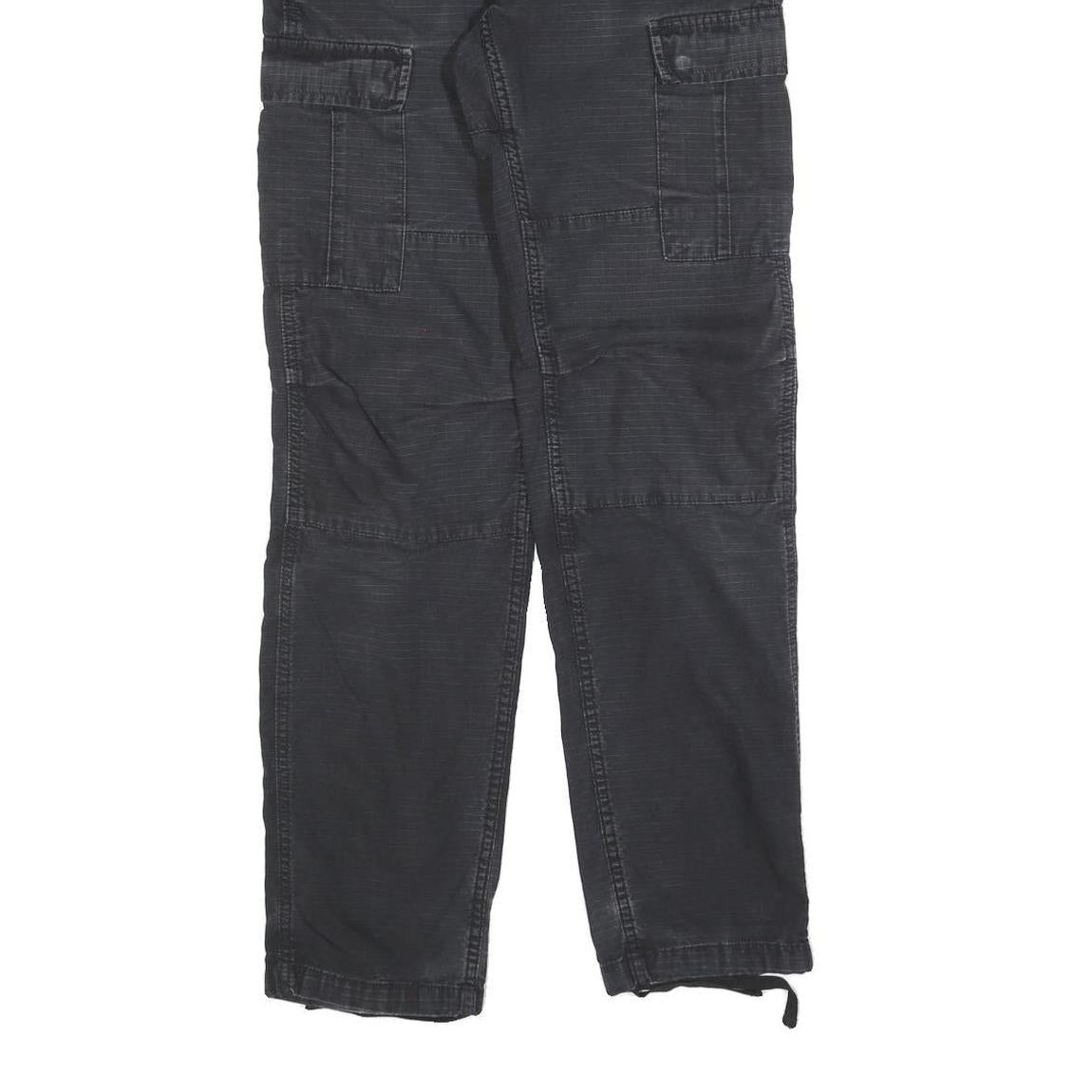 CARHARTT Mens Cotton Blend Black Regular Cargo Trousers W29 L32 Workwear Zip