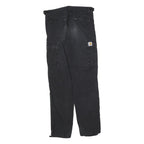 CARHARTT Mens Cotton Blend Black Regular Cargo Trousers W29 L32 Workwear Zip