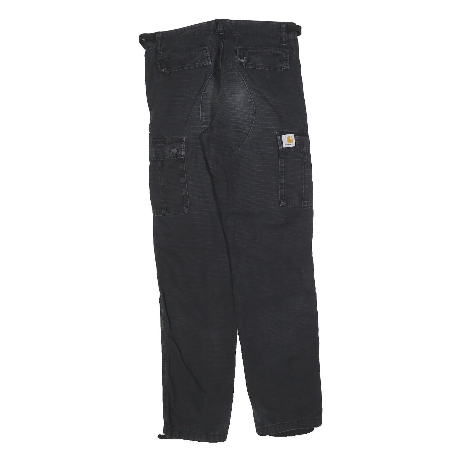 CARHARTT Mens Cotton Blend Black Regular Cargo Trousers W29 L32 Workwear Zip