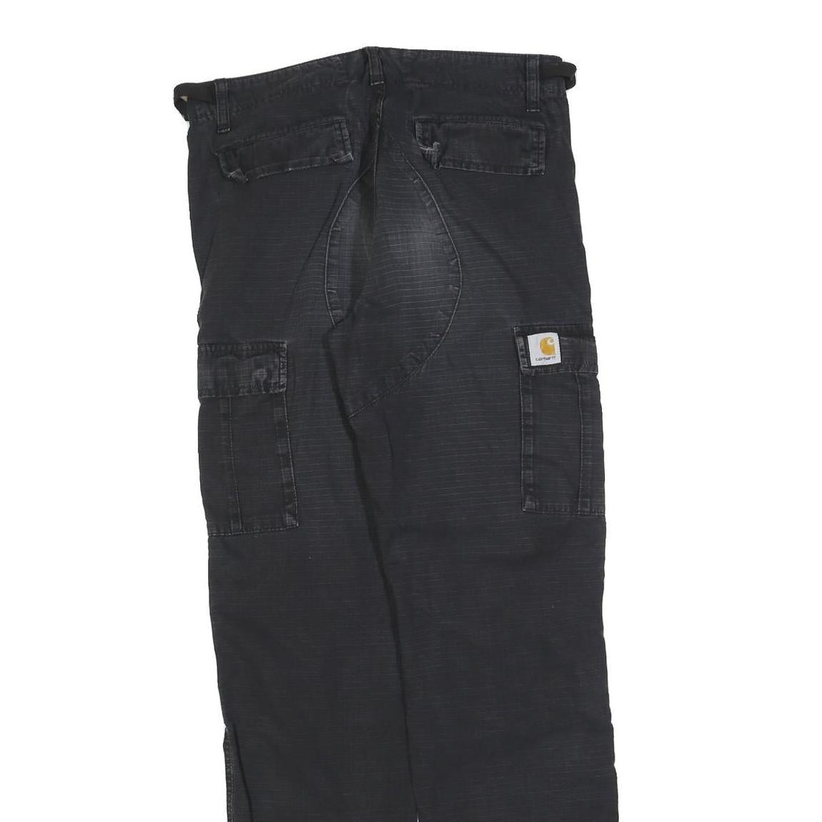CARHARTT Mens Cotton Blend Black Regular Cargo Trousers W29 L32 Workwear Zip