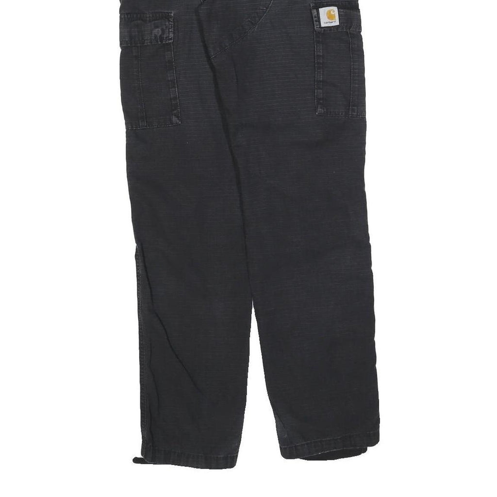 CARHARTT Mens Cotton Blend Black Regular Cargo Trousers W29 L32 Workwear Zip