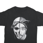 Mens Black Graphic T-Shirt S Short Sleeve Crew Neck Cotton Blend Skull Print