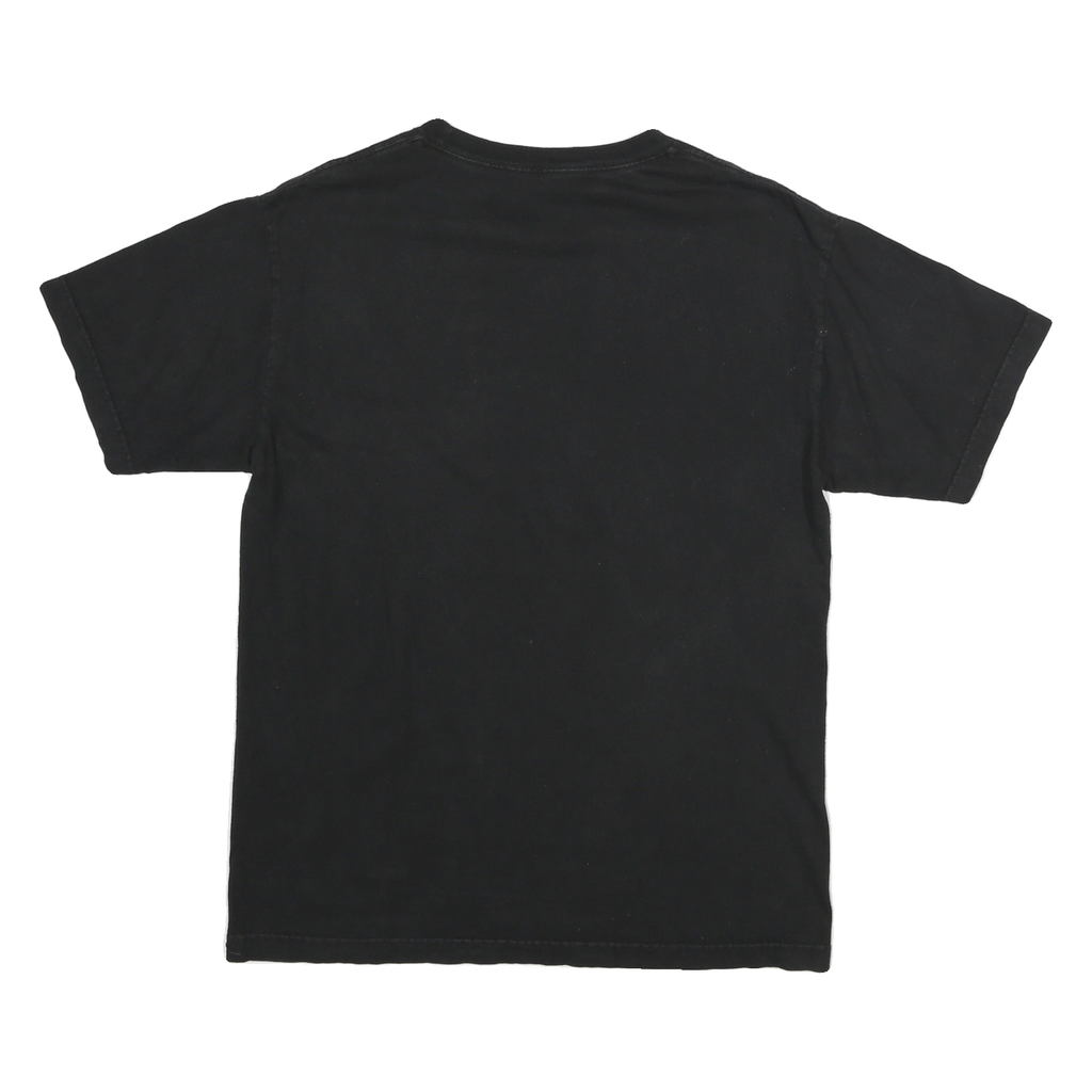 Mens Black Graphic T-Shirt S Short Sleeve Crew Neck Cotton Blend Skull Print