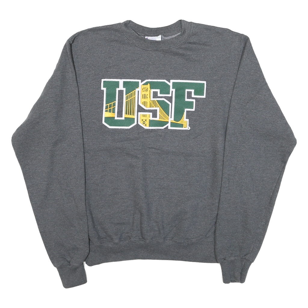 CHAMPION Mens Grey USF Crew Neck S Cotton Blend Pullover Sweatshirt