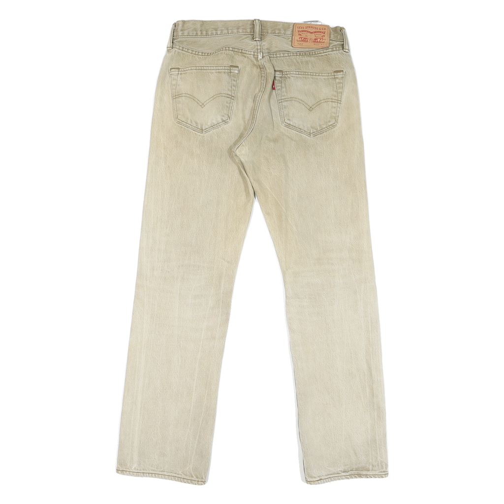 LEVI'S 501 Mens Jeans Beige Relaxed Straight Denim Light W32 L29 Button Closure