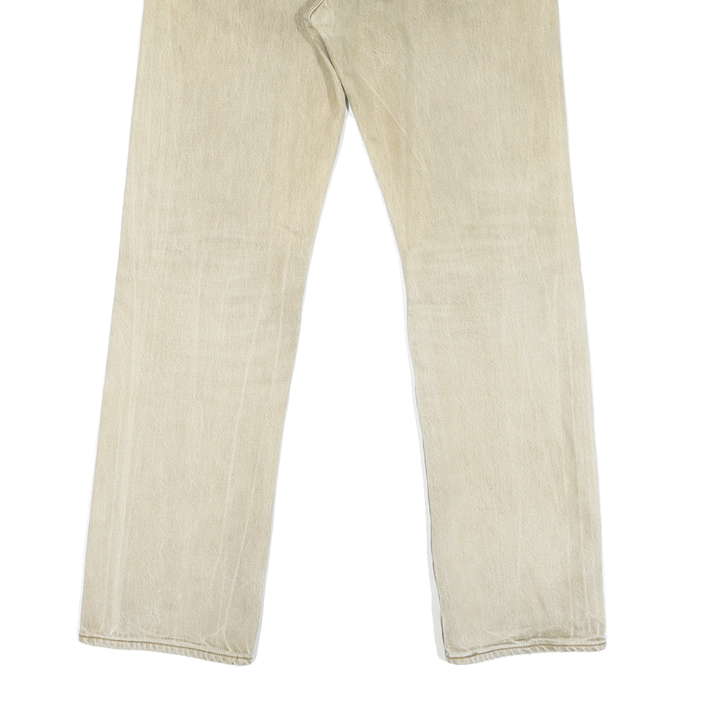 LEVI'S 501 Mens Jeans Beige Relaxed Straight Denim Light W32 L29 Button Closure