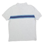TOMMY HILFIGER Mens White & Blue Stripe Short Sleeve Polo Shirt L Cotton Blend