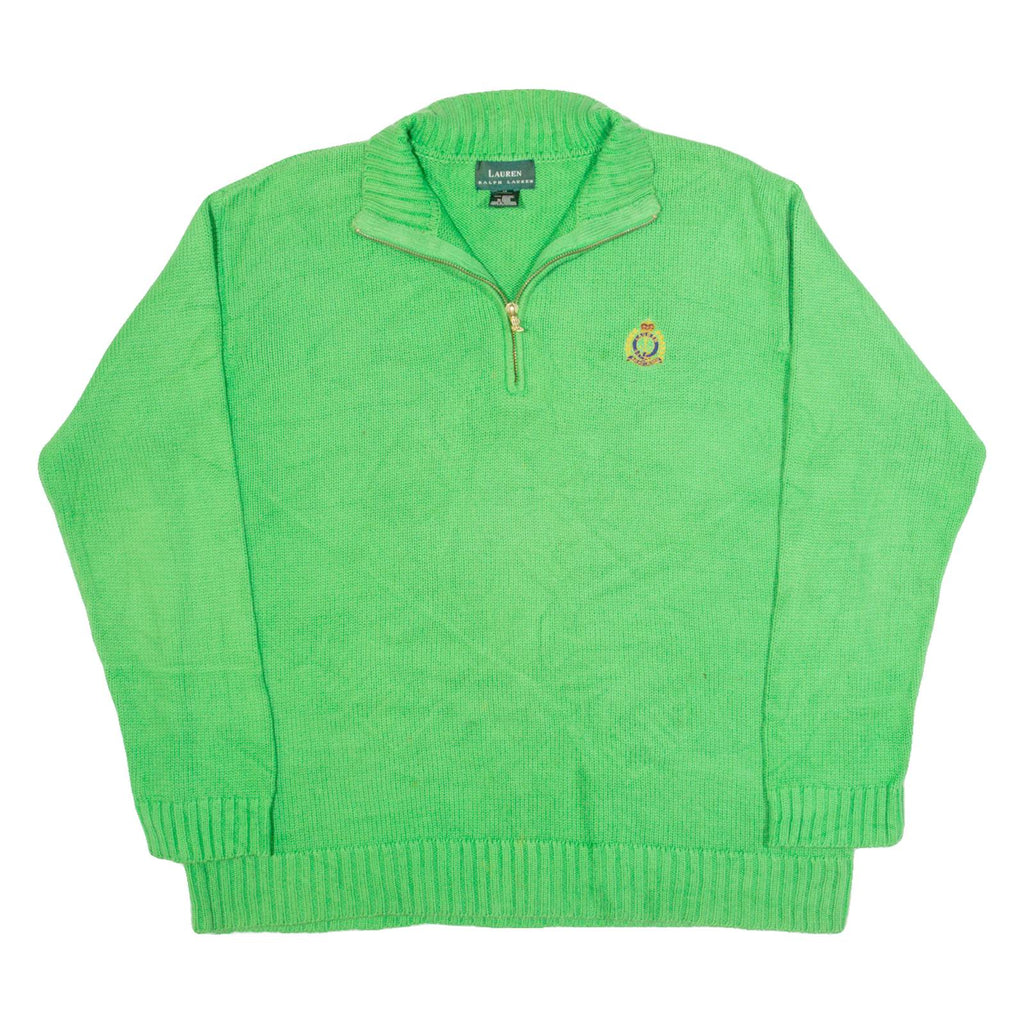 LAUREN RALPH LAUREN Mens Jumper Green 1/4 Zip Tight Knit M