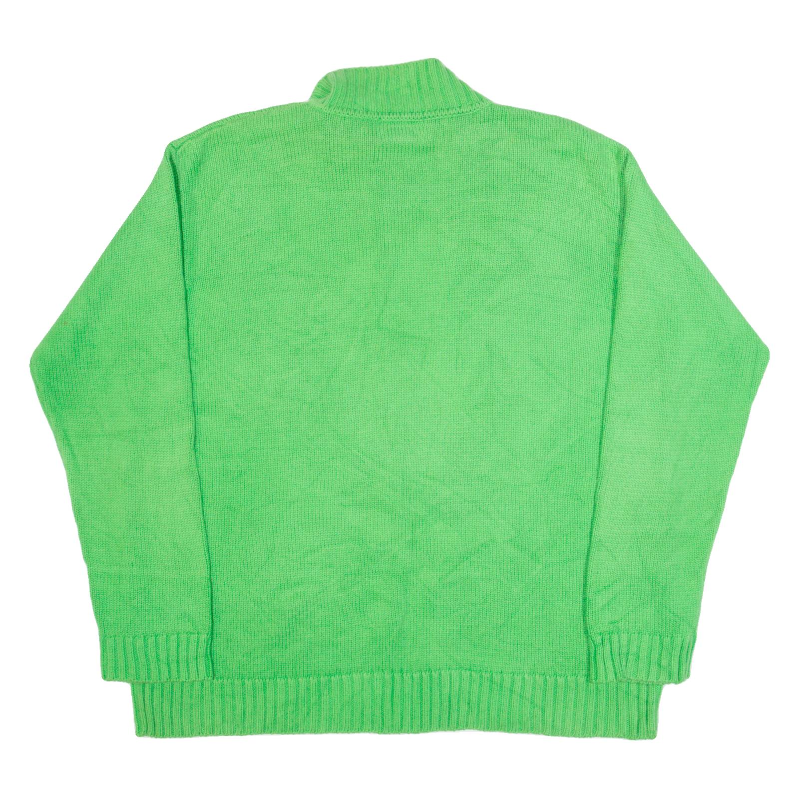 LAUREN RALPH LAUREN Mens Jumper Green 1/4 Zip Tight Knit M