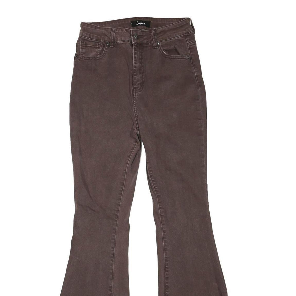 LEGEND Womens Brown Regular Fit Flared Denim Cotton Blend Jeans W26 L32 Stylish