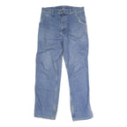 CARHARTT Mens Blue Regular Fit Straight Cotton Blend Button W33 L32 Durable Work